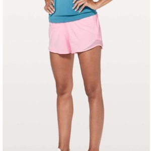 NEW WOMENS LULULEMON HOTTY HOT II LONG SHORTS - SIZE 12 - MIAMI PINK!! RARE!!